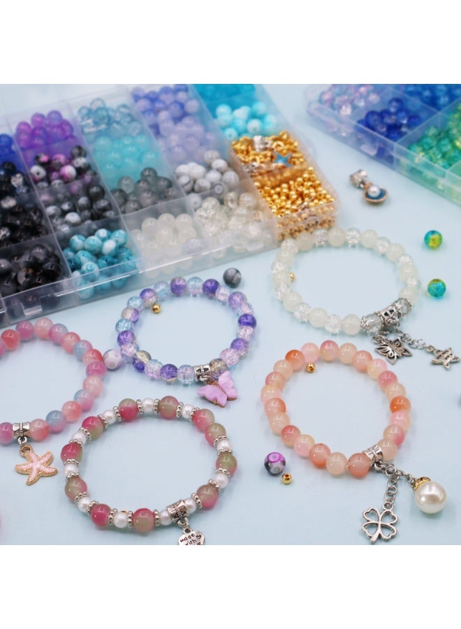 Capstro Crack Glass Beads Kit – 8mm 48 Grid Color Box (1190 Pcs) | Premium Crackle Beads for DIY Bracelet & Jewelry Making | Multicolor Glass Beads Craft Set for Kids, Teens & Adults - Image 2